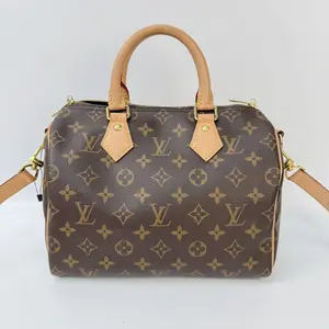 Pre-owned Louis Vuitton canvas Top handle bags Speedy 25 Chip version with Shoulder Straps Classic Monogram Top Handle Bag 25x15x12cm