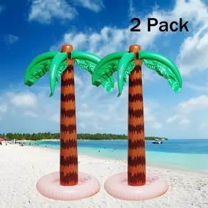 2 Pcs Inflatable Palm Tree Decors, For Summer Pool Party Decorate, Large Size Coconut Trees Beach Backdrop, Hawaiian Summer Party Decorations
