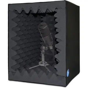 Portable Vocal Booth, Large Foldable Microphone Isolation Shield, Music Recording Studio Sound Echo Absorbing Box, Desk & Stand Use Reflection Filter with Thickened Dense Acoustic