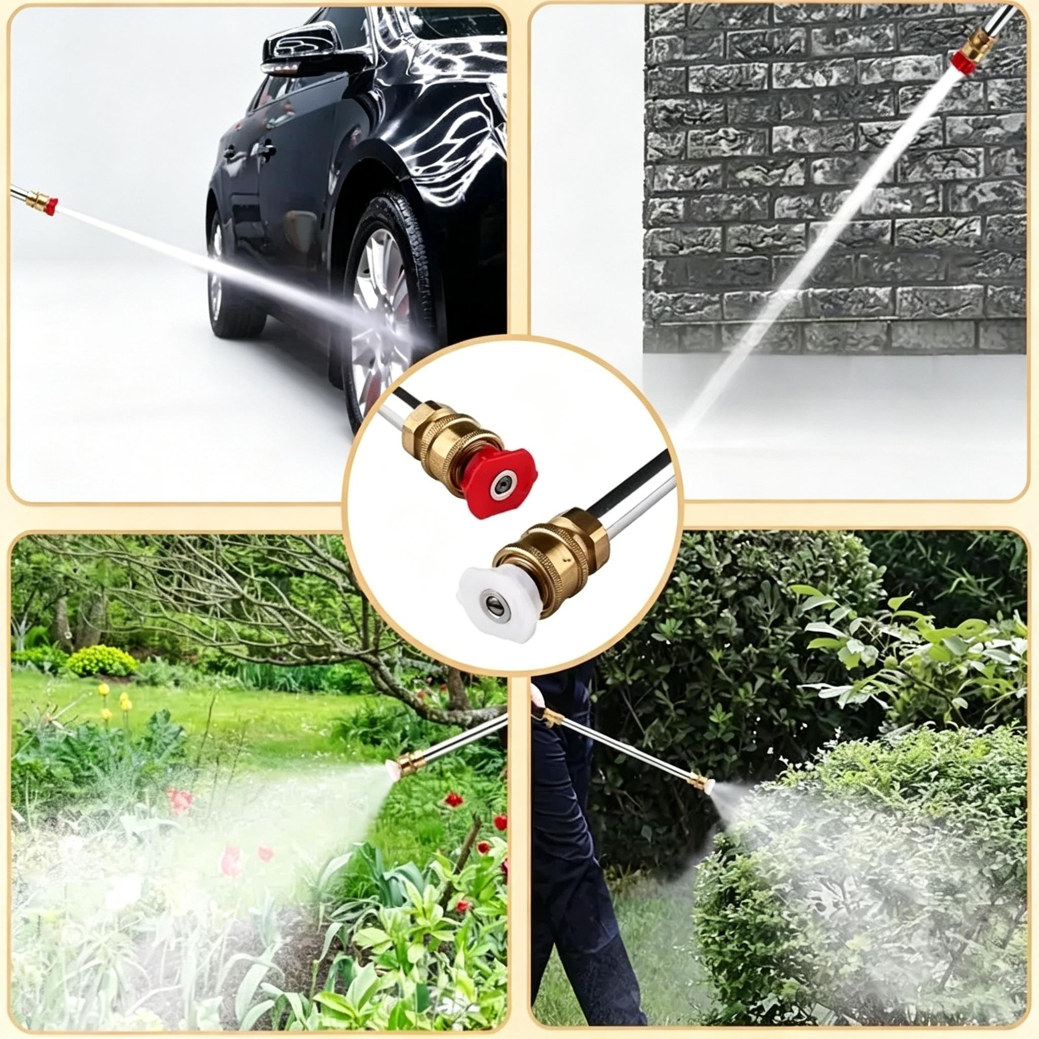 Garden Hose Hydro Jet Power Washer with 2 High Pressure Nozzles & Quick Connectors for Car Wash, Patio and Driveway Cleaning