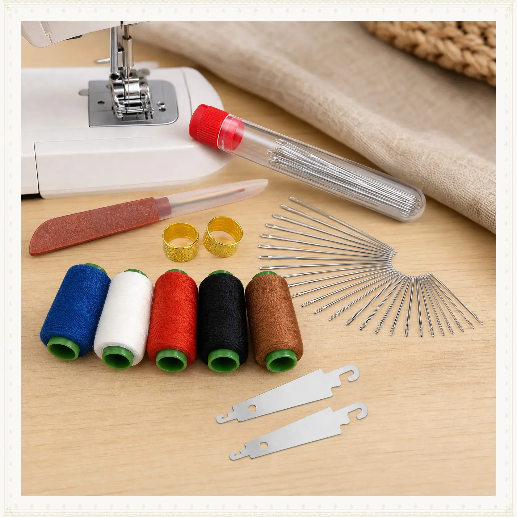 36pcs Steel Needles Sewing Kit, Long & Thin Handmade Quilting & Sewing Needles Set for DIY Embroidery Mending Sewing Projects