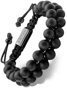 RTZN Men's Black Onyx Beaded Bracelet - Morocco