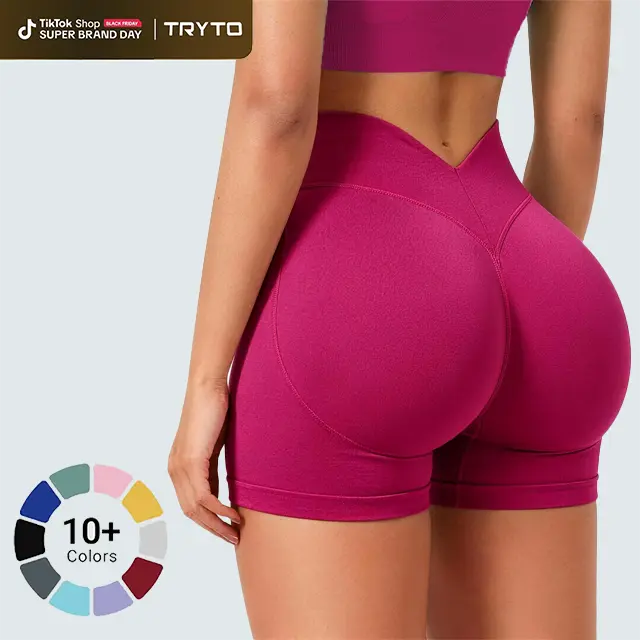 [SIZE UP 1] TRYTO LJ V-Back Scrunch Shorts Sports Yoga Women Workout Fitness Sportswear Activewear Gym Outdoor Running Short