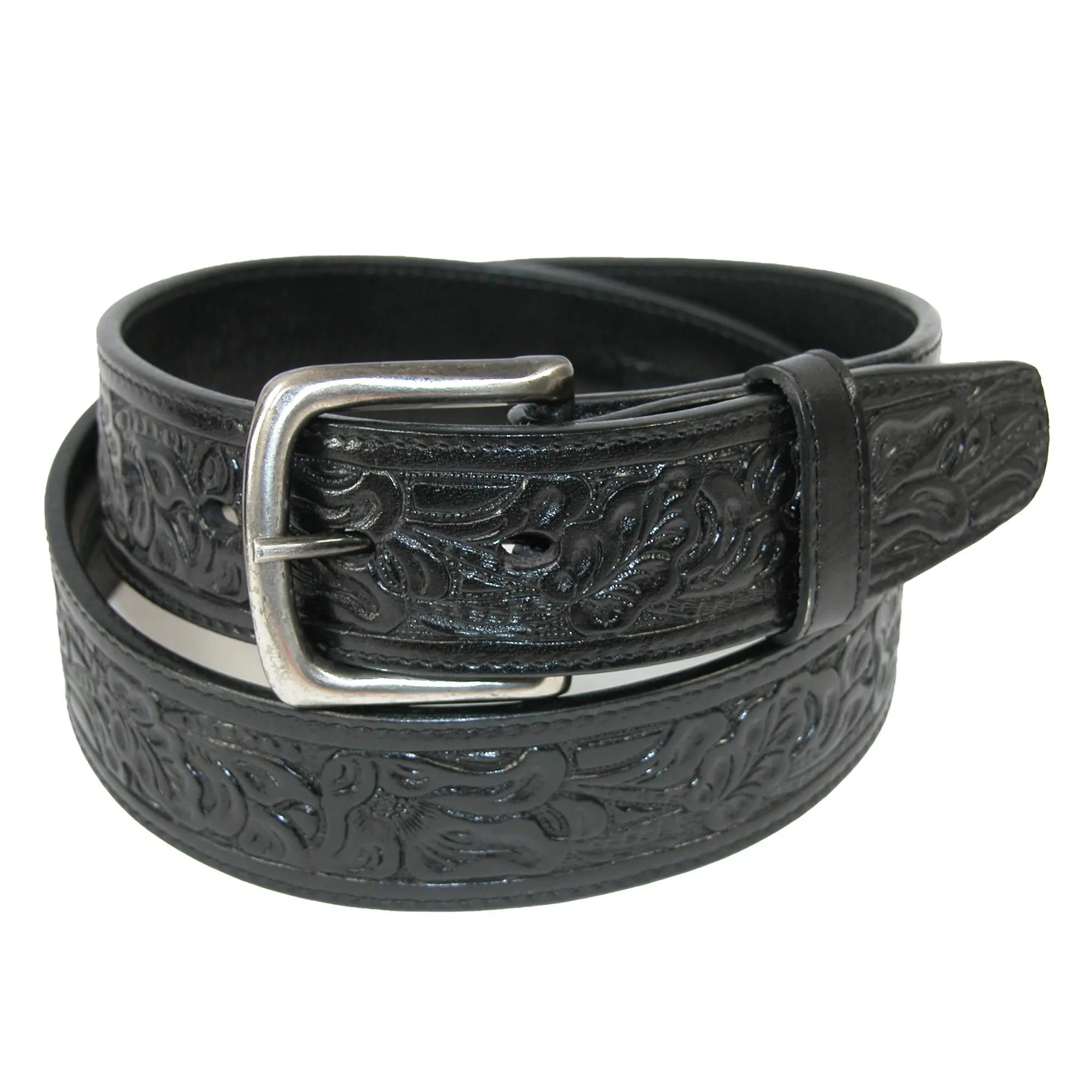 CTM Embossed Leather Money Belt with Removable Buckle, Money Belts