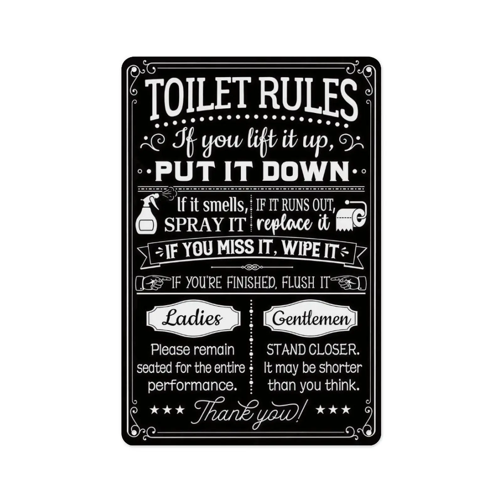 Funny Bathroom Signs 8x12 Inch Metal Decorative Plaque Sign, Vintage Black Aluminium Wall Mount Bathroom Home Decor, Waterproof Humorous Plaque with Pre-Drilled Holes for Home, Bar, Birthday