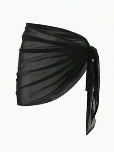 Women's Sheer Mesh Wrap Dress, Sexy Backless Bodycon Skirt, Side Tie Design, Perfect for Beach Swimming and Vacation, Ladies Swimwear