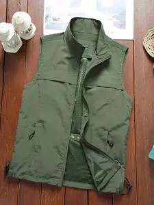 Men's Workwear Vest Multi-Pocket Quick-Dry Fishing Vest Casual Gilet Outdoor Jacket, Durable & Versatile Design