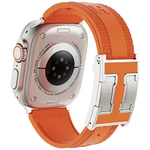 CRAZYGRASS Magnetic Silicone Watchband for 49mm 46mm 45mm 44mm Square Smartwatch  Strap For Him Father's Day Gift Designer Replacement Adjustable Watch Band  wearable[WATCH NOT INCLUDED]