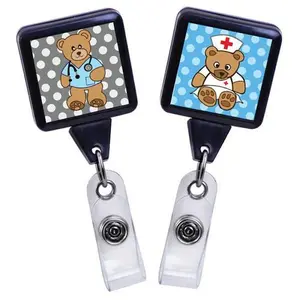 Medical Series Square Plastic Badge Reel, Office Identification Badge Supplies for Computers & Office Equipment, Badge Reels