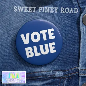 Vote Blue Pin, Democrat Midterms Button Pinback, FDT Anti-Trump Anti MAGA Merch, Protest Rally Merch Gift, Fight Fascist Racism