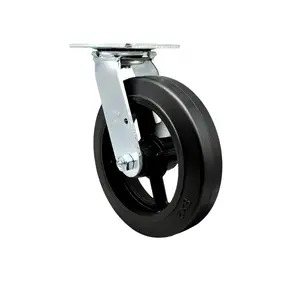 Service Caster SCC-30CS820-RSR Rubber on Metal Swivel Top Plate Heavy Duty Caster with 8 in. Wheel - 500 lbs Capacity per Caster