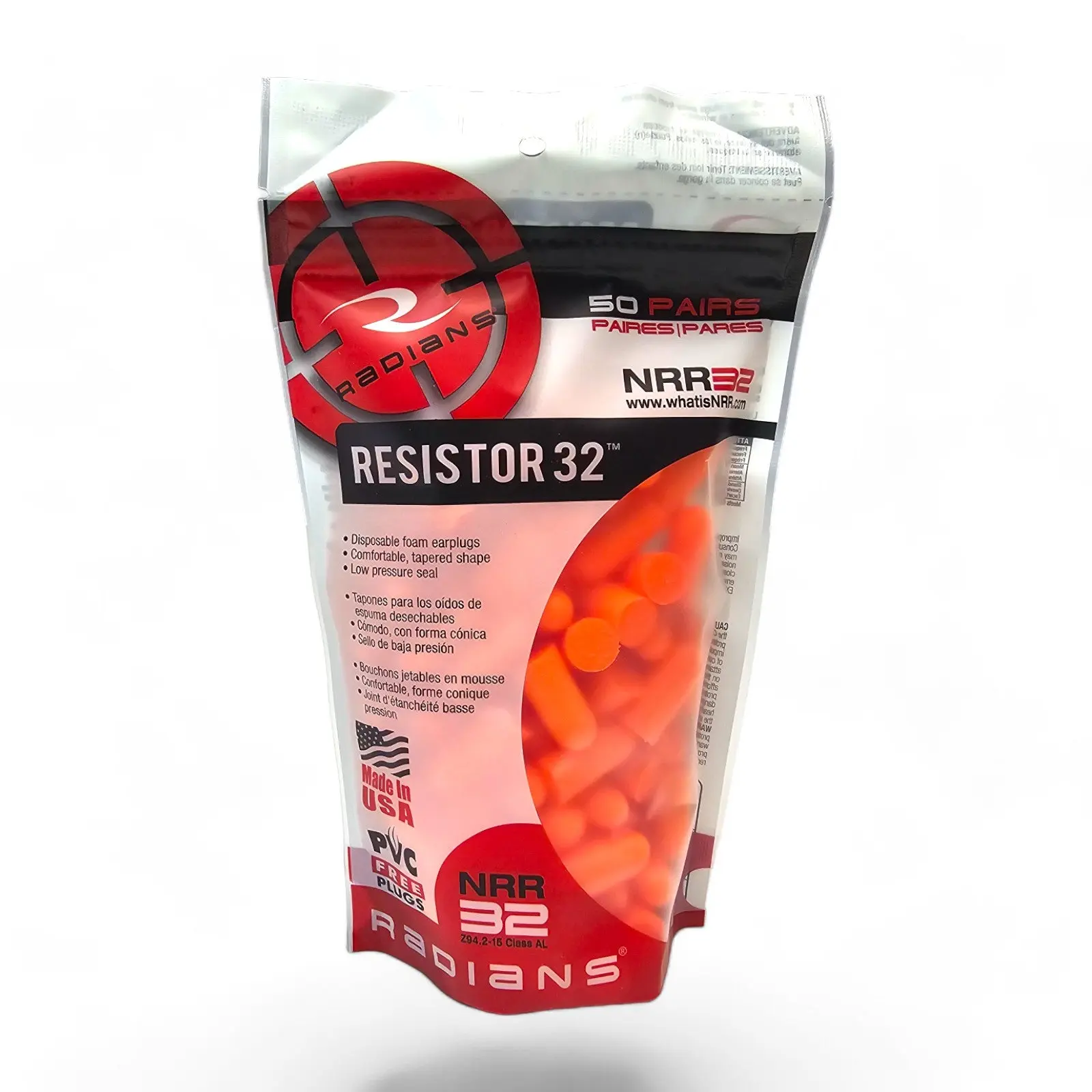 Radians FP70BG50 Shiny Disposable Foam Earplugs - 32 NRR, 50-Pair Bag, Ideal for Hunting, Outdoor Recreation