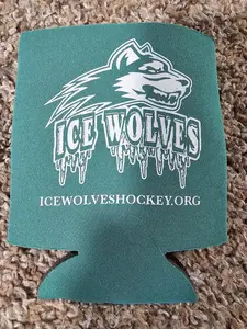 ice wolves hockey can koozie insulator