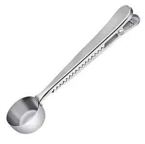 Stainless Steel Measuring Spoon with Sealing Clip - Silver