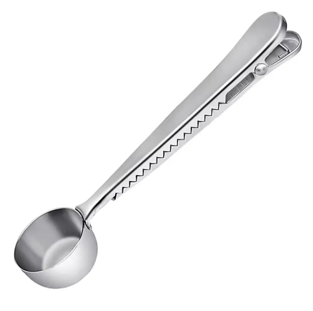 Stainless Steel Measuring Spoon with Sealing Clip - Silver