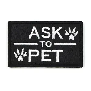 Black 'Ask To Pet' Hook & Loop Patch For Harness