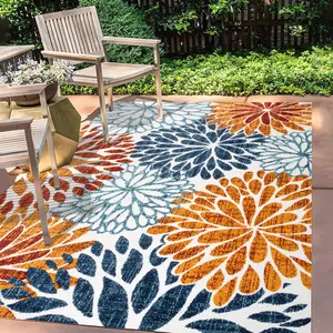 JONATHAN Y Crisantemo Floral High-Low Indoor/Outdoor Area Rug; for Living Room, Kitchen, Bedroom, Dining Room, Patio, Porch, Backyard