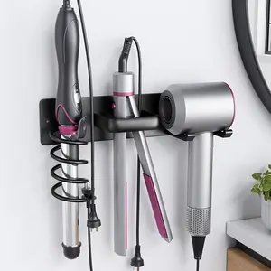 1pc wall-mounted aluminum hairdryer holder, adhesive curling iron holder, hairdressing tool organizer, suitable for bathroom curling irons, hairdryers, and flat irons., Salon Organization, Spacesaving Solution, Compact Organizer,
