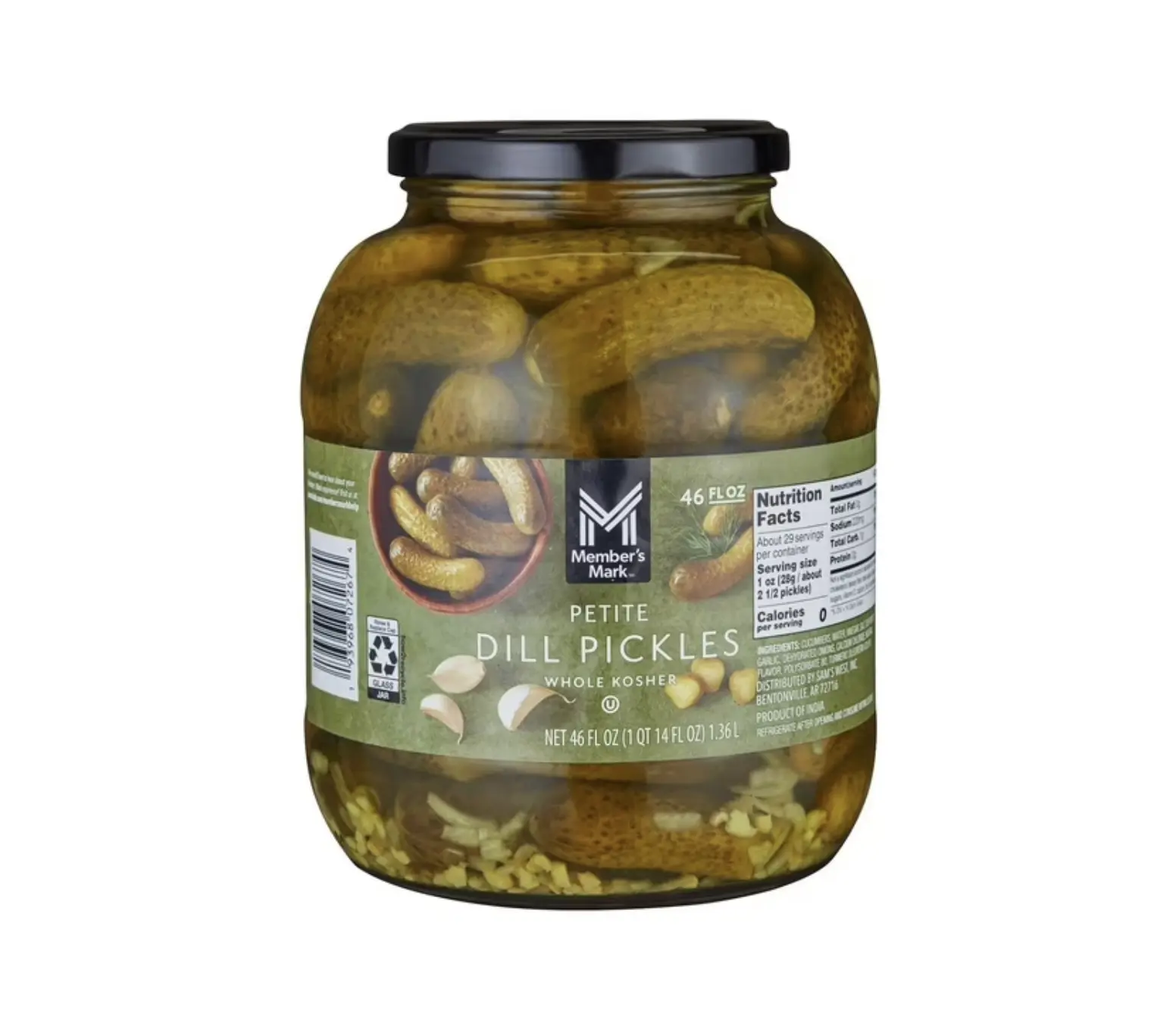 Member's Mark Petite Dill Pickles 46 oz Instant Homemade Pickled Food