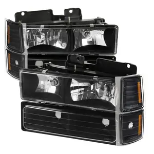 1994-1998 Silverado/Tahoe/Suburban/C10 Factory Style Headlights w/ Bumper & Corner Lights (Matte Black Housing/Clear Lens)