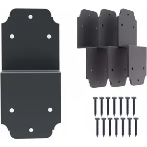 4packs Heavy Duty Pergola Bracket Black,6" Steel Angle Joist Tie Z Fix Bracket for  DIY Projects - Large Connector Brace, to Beam Connectors Repair Hardware,Joining Brackets