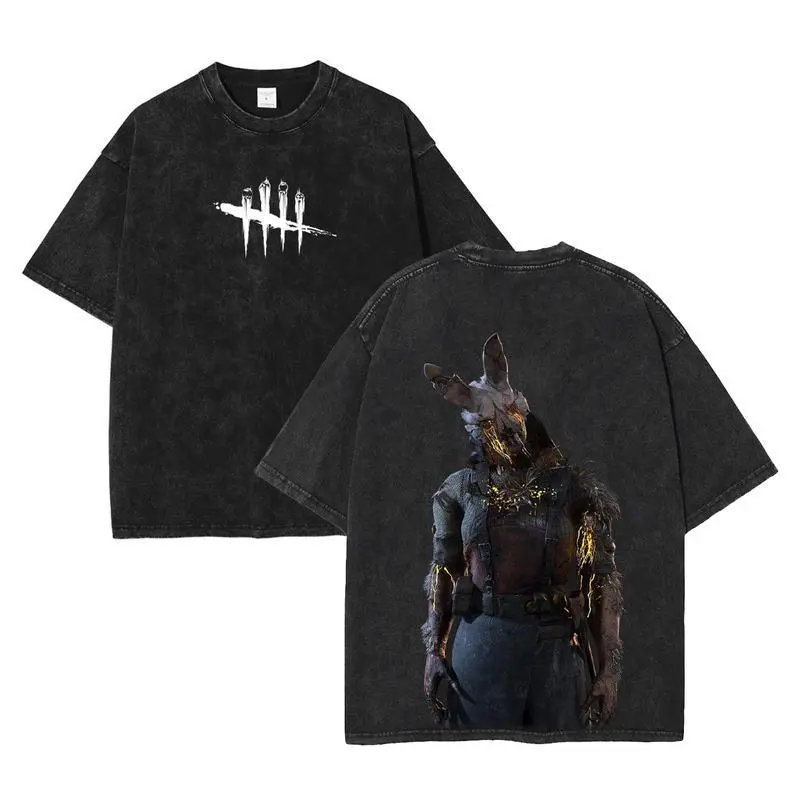 Dead by Daylight - Anna Huntress Washed T-shirt – Vintage Washed Cotton, Oversized Fit for Game Fans. Perfect for Action & Horror Enthusiasts, Menswear & Streetwear Trending Graphic Tee for Casual Outfits & Dead by Daylight Collectors! A Gamer's Must-Have