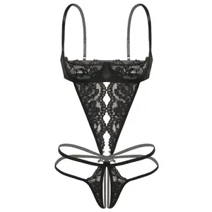 Avidlove Lingerie for Women with Underwire One Piece Lace Babydoll Bodysuit Deep V Teddy Lingerie