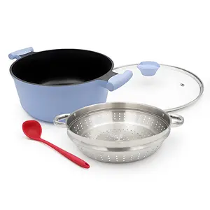 7 QT Steamer Pot for Cooking, Large Steaming Pot with Lid, Nonstick Cooking Pot with Vegetable & Dumpling Steamer Basket, Big Food Steamer Cookware, Induction Compatible, PFOA Free