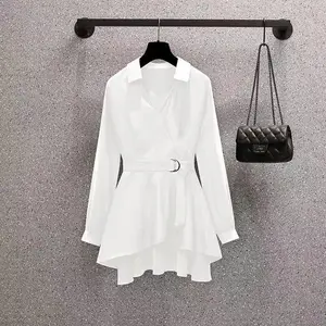 Plus Size Women's Waist-Cinching Shirt 2025 New Spring Style for Chubby Girls Versatile Age-Reducing Trendy Pleated Blouse Top Womenswear