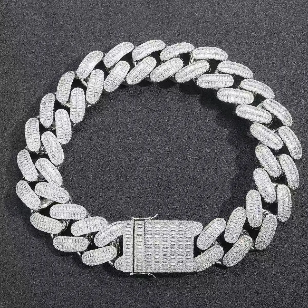 2138 Ultra Wide Baguette Cut Cuban Link Chain Necklace | Heavy Iced Out Hip Hop Miami Cuban Choker | Bold Streetwear Statement Bling Jewelry for Men summerwins