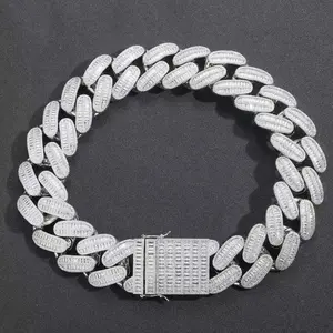 2138 Ultra Wide Baguette Cut Cuban Link Chain Necklace | Heavy Iced Out Hip Hop Miami Cuban Choker | Bold Streetwear Statement Bling Jewelry for Men summerwins