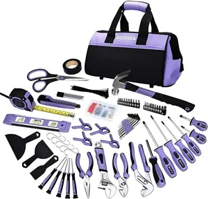 Purple Tool Set,ACOSEA 223-Piece Tool Sets for Women,Tool Kit with 13-Inch Wide Mouth Open Purple Tool Bag,The Basic Tool Set is Perfect for Home Maintenance (PURPLE)
