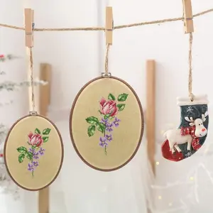 guofa 6.7'' Oval Embroidery Hoops- 2PCS 17x13CM Decorative Cross Stitch Hoops, Imitated Wood Resin Embroidery Frame Hoop for Art Craft Sewing