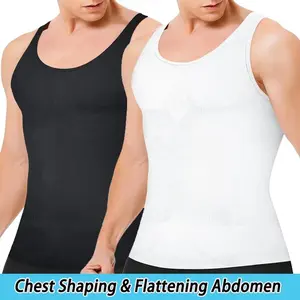 1/2/3/4 Pack Men's Compression Vest Body Shaper Plain Round Neck Sleeveless Tank Top for Workout Training Basketball Shapewear