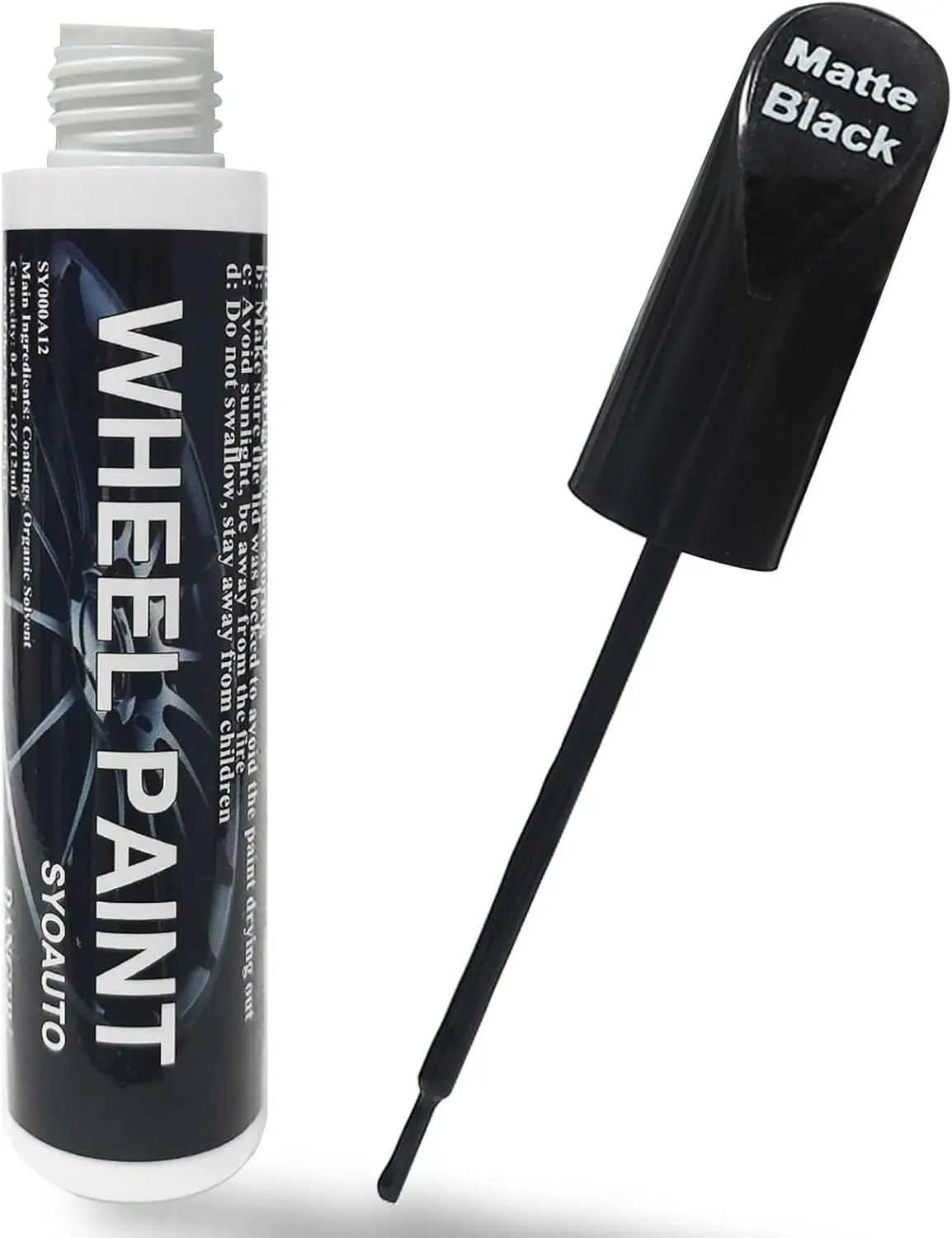 Matte Black Rim Touch Up Paint, Car Wheel Scratch Repair Touch Up Paint Pen, Universal Color Rim Wheel Paint (Matte Black)