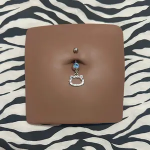 Blue HK Belly Piercing