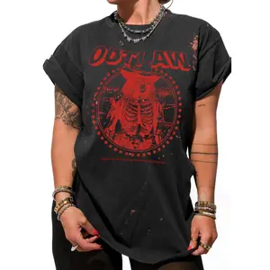OUTLAW WOMEN BLEACHED OUT SIDE SLIT TEE