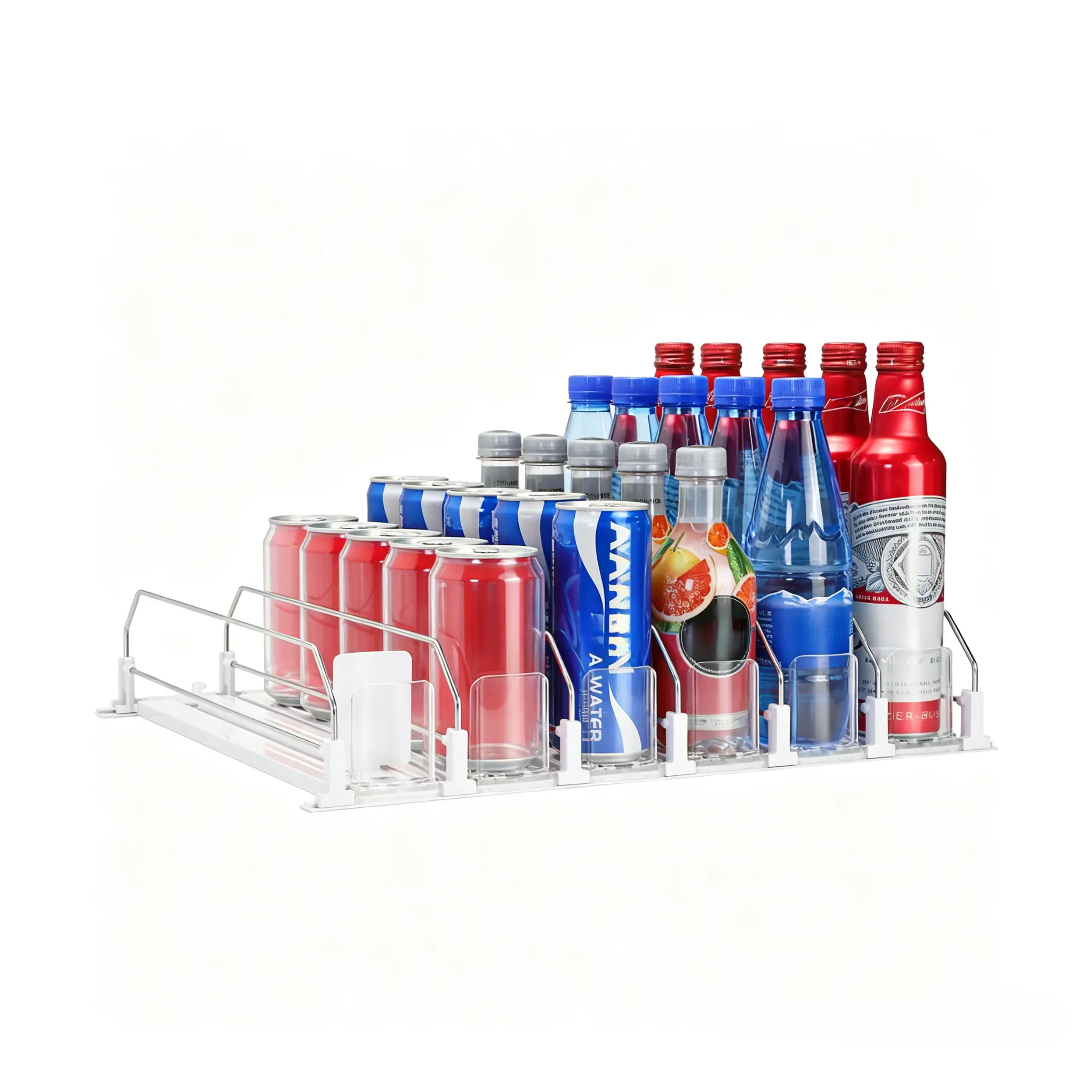 Fridge Beverage Organizer - Self-Pushing Auto-Feed Soda Can Dispenser Shelf, Adjustable 3/5/6 Row，Kitchen refrigerator accessories