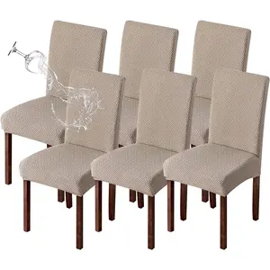 Genina Waterproof Chair Covers for Dining Room 6 Kitchen Chair covers Parson Dining Chair Slipcover,Khaki
