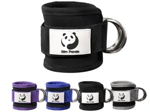 Slim Panda Ankle Strap for Cable Machine,Ankle Cuff for Kickbacks, Booty Hip Abductors,Glute Workouts, Leg Extensions, Curls for Men and Women, Adjustable with Double D-Rings