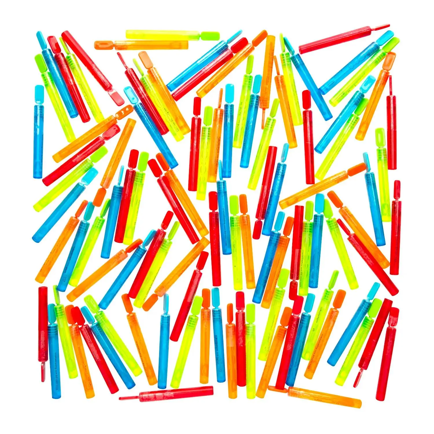 Unisex 4.5" Plastic Mini Colorful Bubble Tubes Set, Bulk 100-Piece Indoor Bubble Toys for Party Favors