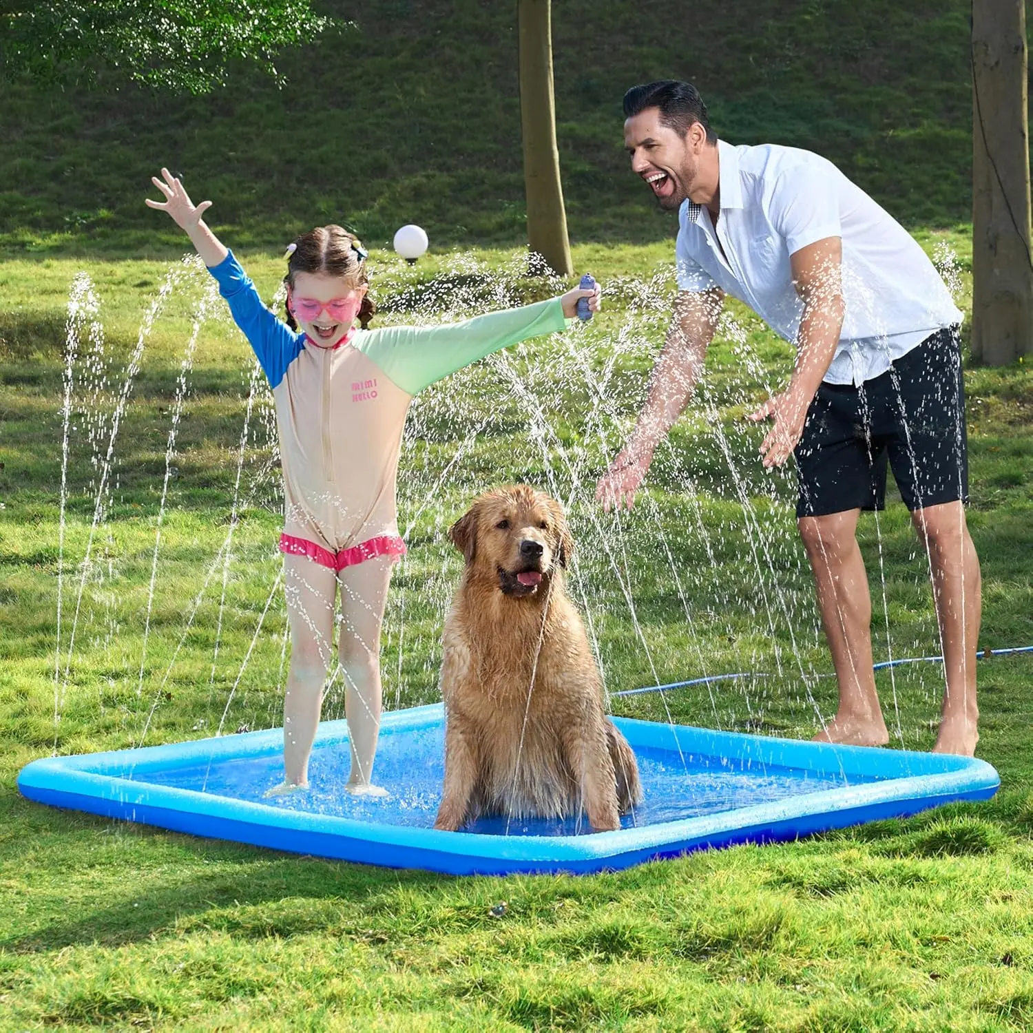SLOOSH  Non-Slip Splash Pad Sprinkler - Summer Water Toys Sprinkler Mat for Kids Toddlers Dogs, Outdoor Backyard Pool Party Decor Outside Water Games Fountain Wading Baby Pool Boys Girls GiftsDealsForYouDays
