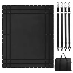 【fathersdaygift】VEVOR Cargo Net,120 in x 105 inHeavy Duty Truck Cargo Net for Truck Bed4 Adjustable Straps with Carabiners and Rubber Coated HooksDurableSuitable for PickupJeepTruckSUVBoat (Black), Weatherproof, Carabiner Hook