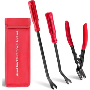 3 count Clip ,Clip Pliers Fastener Remover, Trim Rivet Removal  Tool for Automotive Door Panel,Upholstery,Dashboard Red