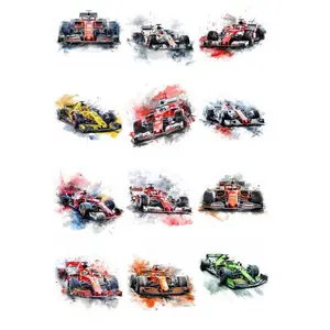 UV DTF Stickers - 12 Sheets Racing Car Theme UV DTF Cup Wrap for Personalizing Coffee Mugs Glass, DIY UV DTF Decals for Tumblers, Waterproof Rub on Transfers for Crafts