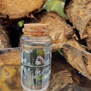 Small Marimo Moss Ball Terrarium with Gothic Quartz Crystals, 2" Height, 2" Diameter, 2 oz, Nature Glass Plant Decoration, Home Décor, Made in USA, Zebra Mussel-Free