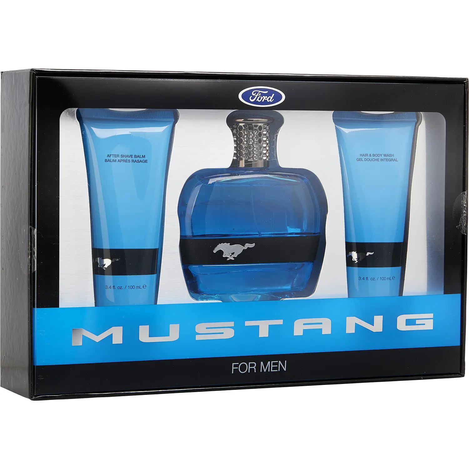 Ford Mustang Blue Set-Edt Spray 3.4 Oz & Hair And Body Wash 3.4 Oz & Aftershave Balm 3.4 Oz For Men Ford Mustang Blue Set-Edt Spray 3.4 Oz & Hair And Body Wash 3.4 Oz & Aftershave Balm 3.4 Oz For Men