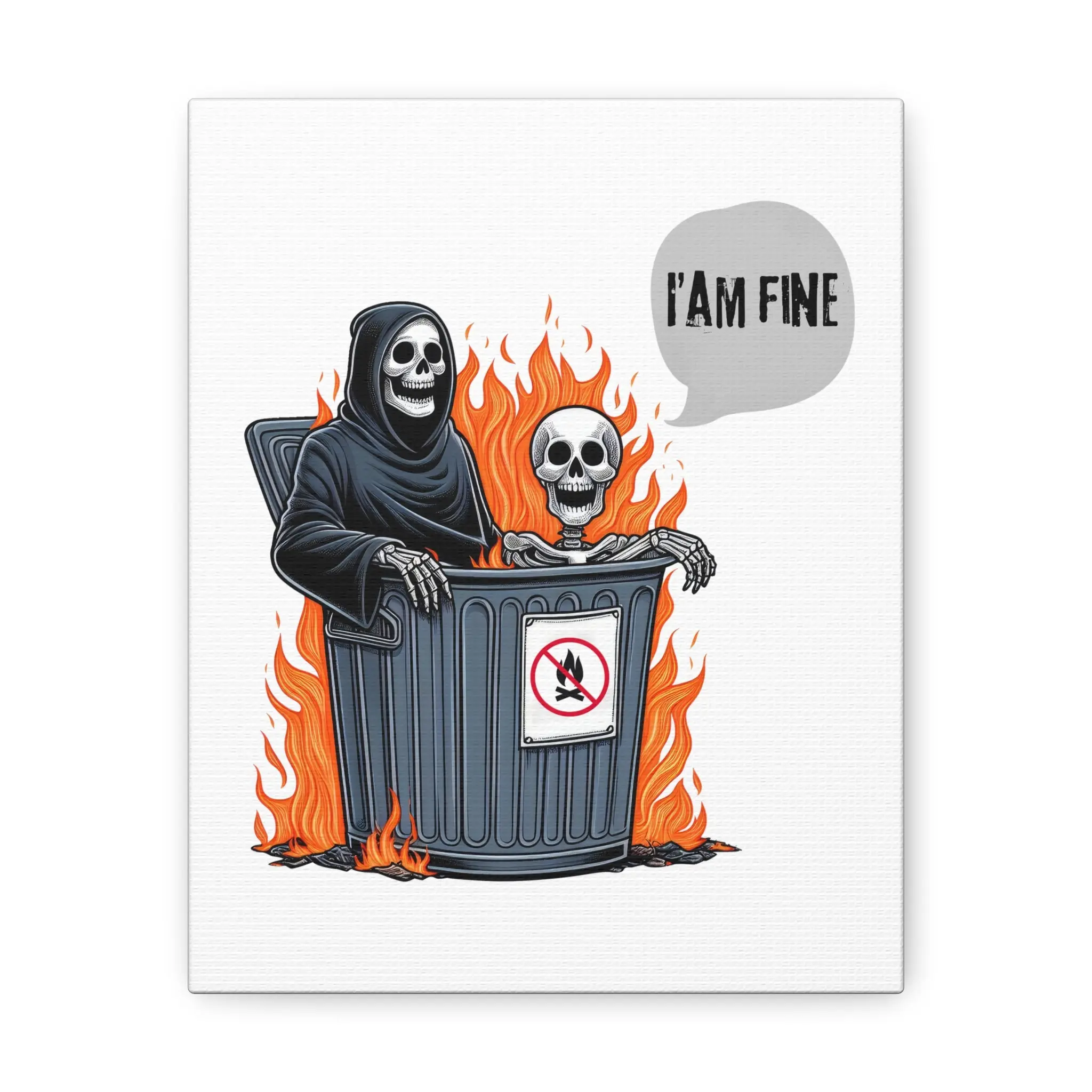 Grim Humor in Flames - Premium Canvas Art