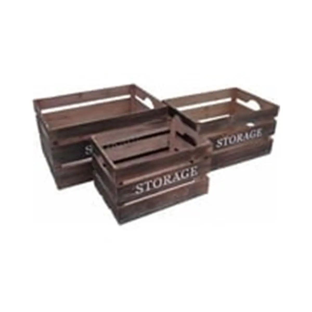 Cheungs FP-3508-3FM Set of 3 Wooden Crate Boxes with Farmers Market Label - Home Organiser, Decor Storage Bins, 10.25x13x19 in