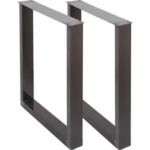 【fathersdaygift】VEVOR Set of 2 Steel Table Legs, 28\'\'Height 23\'\'Wide Dining Table Legs, Heavy Duty 3.1\" Square Box Section Square Table Legs, 28x23x3.1 Inch Original Color Industrial Country Style Metal Dining L